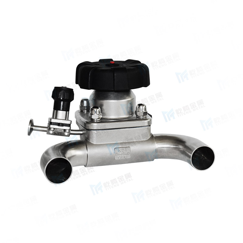 Manual U-shaped three-way welded diaphragm valve