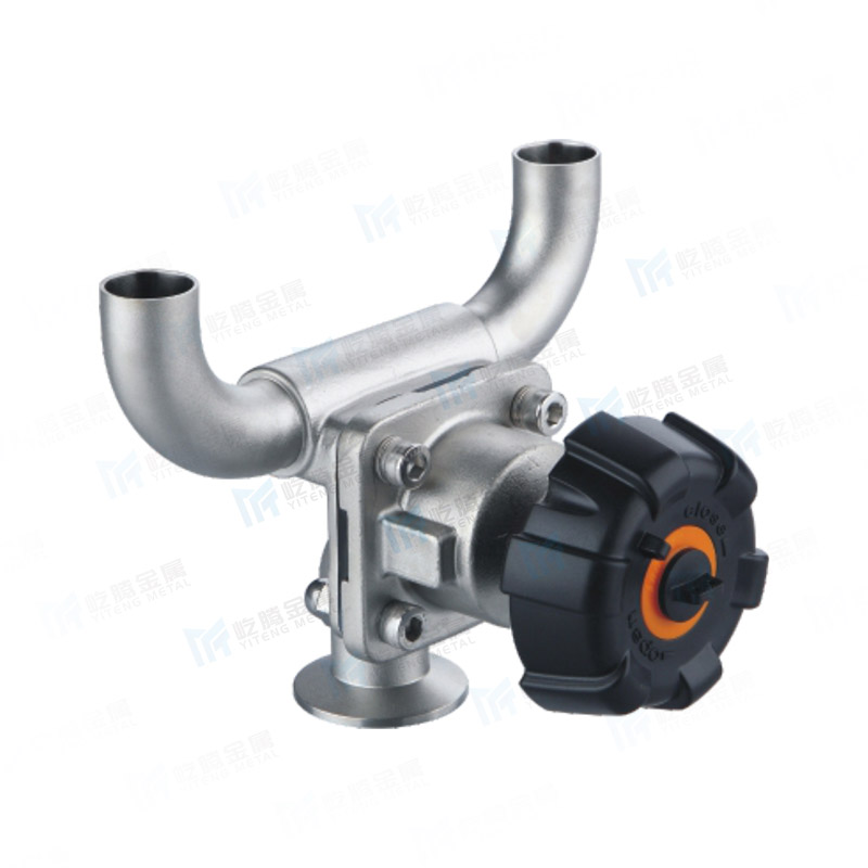 U-shaped three-way diaphragm valve